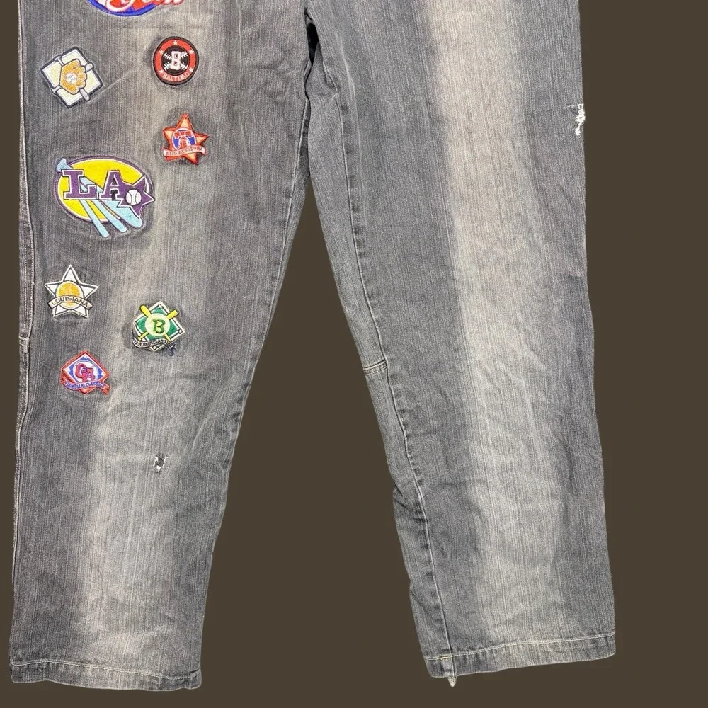 Raw Blue First Team Baggy Jeans 38x34 Blue Vintage Y2K Hip Hop Denim‎